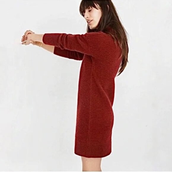 Madewell  Merino Wool Mock Neck Long Sleeve Ribbed Sweater Dress size L - Picture 15 of 16